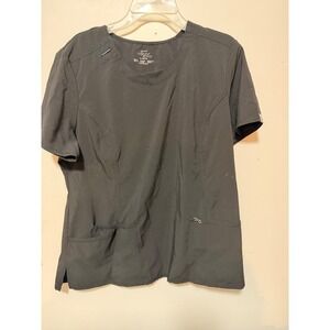 Cherokee Infinity Womens Scrub Top XL V Neck Short Sleeve Black Workwear